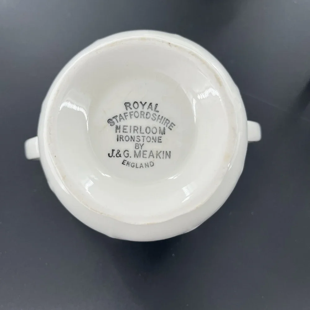 5 Meakin Heirloom Ironstone Teapot Coffee Pot Creamer Sugar Royal Staffordshire - Picture 6 of 15